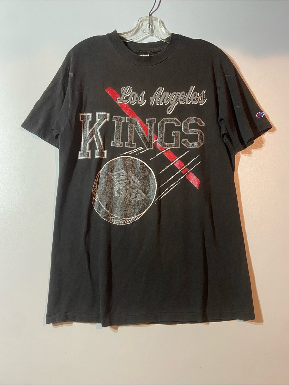 Vintage 90s Single Stitch Made in USA Champion NHL LA Kings Black Graphic Tee
